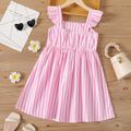 Kid Girl Stripe Flutter-sleeve Strap Dress Pink