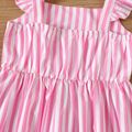Kid Girl Stripe Flutter-sleeve Strap Dress Pink
