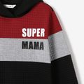 Letter Print Color Block Family Matching Textured Long-sleeve Hoodies ColorBlock