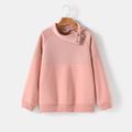 Light Pink Fleece Lined Long-sleeve Splicing Sweatshirts for Mom and Me Light Pink