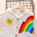 Toddler Boy Rainbow Sun Print Lapel Collar Button Design Long-sleeve Shirt White