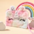 Kids Fluffy Fleece Unicorn Crossbody Shoulder Bag Coin Purse for Girls Pink
