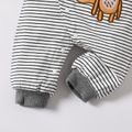 Baby Boy Cartoon Fox Embroidered Grey Long-sleeve Hooded Jumpsuit Grey
