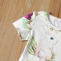 Toddler Girl Rabbit Floral Print Short-sleeve Dress White image 4