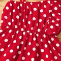 فستان كامي مكشكش منقط بكتف واحد للفتيات الصغيرات أحمر image 5