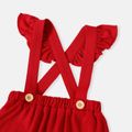 TOM and JERRY 2-piece Baby Girl Heart Print Bodysuit and Solid Overall Skirt Set Red