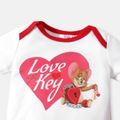 TOM and JERRY 2-piece Baby Girl Heart Print Bodysuit and Solid Overall Skirt Set Red