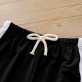 2-piece Toddler Boy Striped Pocket Design Colorblock Tee and Elasticized Shorts Set BlackandWhite