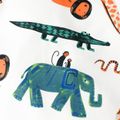 طقم تي شيرت بأكمام قصيرة مطبوع عليه حيوانات للأولاد الصغار من قطعتين ومجموعة شورت كاكي مطاطي متعدد الألوان image 5