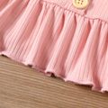2pcs Baby Girl Solid Spaghetti Strap Peplum Top and Flared Pants Set Pink