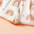 Toddler Girl Rainbow Print Bowknot Design Cami  Romper Jumpsuit Shorts Multi-color image 5