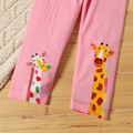 Toddler Girl Animal Giraffe Print Pink Elasticized Leggings Pink