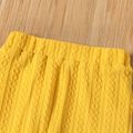 Toddler Girl Cable Knit Textured Solid Color Elasticized Flared Pants Yellow
