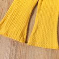 Toddler Girl Cable Knit Textured Solid Color Elasticized Flared Pants Yellow