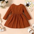 Baby Girl Ribbed Brown/White/Striped Long-sleeve Dress Brown image 2