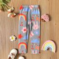 Toddler Girl Rainbow Sun/Animal Print Elasticized Leggings Light Grey
