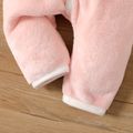Baby Boy/Girl Solid Fuzzy Fleece Long-sleeve Hooded Jumpsuit Pink