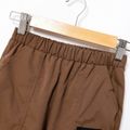 Kid Boy Letter Patchwork Design Elasticized Pants with Pocket Khaki