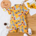 Baby Boy All Over Plant Print Short-sleeve Button Up Shirt Jumpsuit Ginger