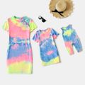 Tie Dye Short-sleeve Bodycon T-shirt Dress for Mom and Me Multi-color image 2