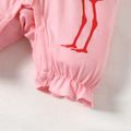 Baby Girl  Flamingo Print Pink Flutter-sleeve Snap Romper Pink