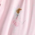 Kid Girl Schiffy Collar Design Cartoon Print Long-sleeve Nightdress Nightgown (Flame retardant fabric) Light Pink