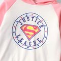 Justice League Toddler Boy/Girl 2-piece Colorblock Hooded Sweatshirt and Stripe Pants Set Pink