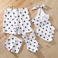 Family Matching All Over Polka Dots White One-Piece Swimsuit BlackandWhite