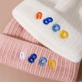 Baby / Toddler / Kid Embroidery Letter Warm Cuffed Knit Beanie Hat White