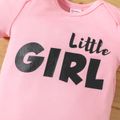 2pcs Baby Girl Letter Print Short-sleeve Romper and Pants Set Pink