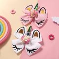 Floral Sequin Ribbed Unicorn Bow Hair Clip Hair Accessory for Girls White