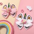 Floral Sequin Ribbed Unicorn Bow Hair Clip Hair Accessory for Girls White