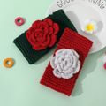 Big Floral Knit Headband Hair Accessory for Girls REDWHITE