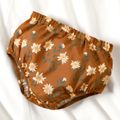 2pcs Baby Girl Apricot Textured Cap Sleeve Top and Floral Print Shorts Set Apricot