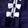 Baby Girl Bowknot Design Dark Blue Sleeveless Ruffle One-Piece Swimsuit Navy