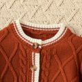 Baby Boy/Girl Cable Knit Long-sleeve Button Up Sweater Coffee