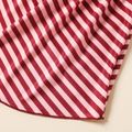 2-piece Kid Girl Stripe High Low Long-sleeve Tee and Black Leggings Set REDWHITE