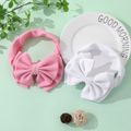 Pure Color Double Layer Bow Headband for Girls White image 1