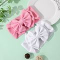 Pure Color Double Layer Bow Headband for Girls White image 2