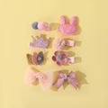 8-pack Sequin Crown Bow Floral Decor Hair Clips Princess Hair Accessories for Girls Light Pink