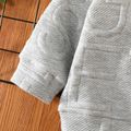 Toddler Boy Letter Textured Stand Collar Zipper Colorblock Sweatshirt Grey