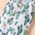 Baby Boy All Over Cactus Print Button Up Sleeveless Romper greenwhite