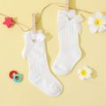 Baby / Toddler Pure Color Button Bow Decor Tube Socks White image 1