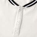 Kid Boy Casual Striped Button Design Short-sleeve Tee White