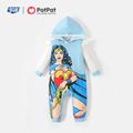 Justice League Baby Boy/Girl Super Heroes Hooded Jumpsuit Light Blue