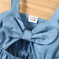 Baby Girl Imitation Denim Sleeveless Bowknot Hollow-out Dress Blue