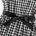 Kid Girl Houndstooth Flutter-sleeve Belted Dress Black image 5