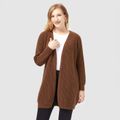 Minimalist Pure Color Long-sleeve Knit Cardigan Brown