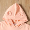 2-piece Toddler Girl Cat Print Hooded Short-sleeve Tee and Colorblock Elasticized Shorts Set Pink