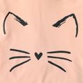 2-piece Toddler Girl Cat Print Hooded Short-sleeve Tee and Colorblock Elasticized Shorts Set Pink